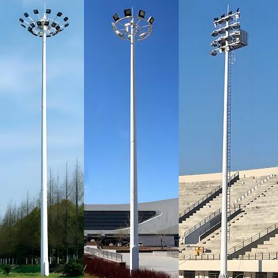 Poste de luz alto ajustable de 15m a 50m, poste alto para estadio, poste de iluminación de mástil alto galvanizado de gran venta