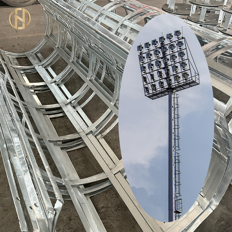 Poste de luz alto ajustable de 15m a 50m, poste alto para estadio, poste de iluminación de mástil alto galvanizado de gran venta