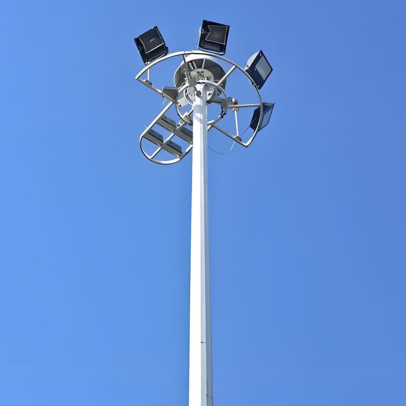 Poste de luz alto ajustable de 15m a 50m, poste alto para estadio, poste de iluminación de mástil alto galvanizado de gran venta