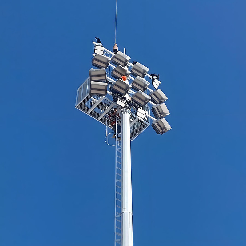 Poste de luz alto ajustable de 15m a 50m, poste alto para estadio, poste de iluminación de mástil alto galvanizado de gran venta