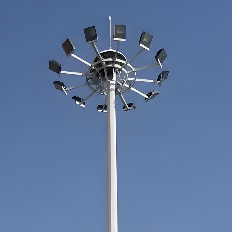Poste de luz alto ajustable de 15m a 50m, poste alto para estadio, poste de iluminación de mástil alto galvanizado de gran venta