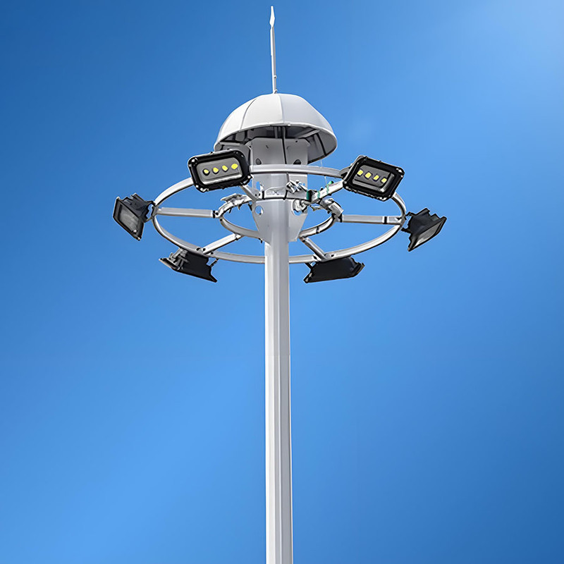 Poste de luz alto ajustable de 15m a 50m, poste alto para estadio, poste de iluminación de mástil alto galvanizado de gran venta