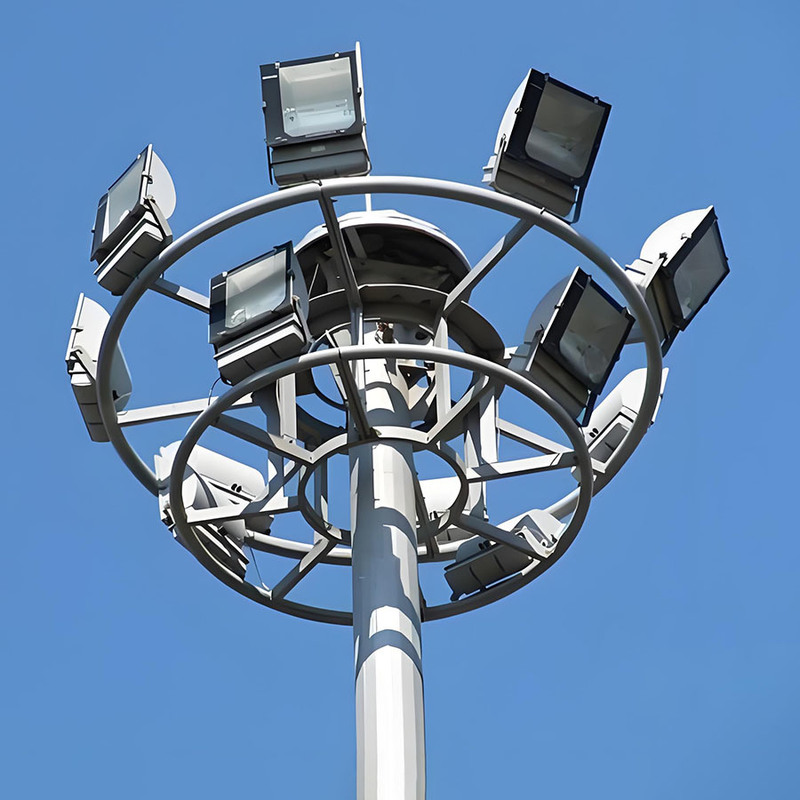 Poste de luz alto ajustable de 15m a 50m, poste alto para estadio, poste de iluminación de mástil alto galvanizado de gran venta
