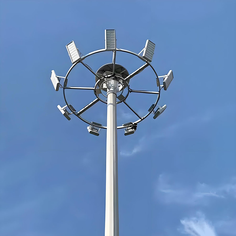Poste de luz alto ajustable de 15m a 50m, poste alto para estadio, poste de iluminación de mástil alto galvanizado de gran venta