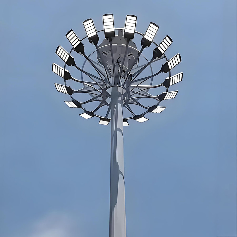 Poste de luz alto ajustable de 15m a 50m, poste alto para estadio, poste de iluminación de mástil alto galvanizado de gran venta