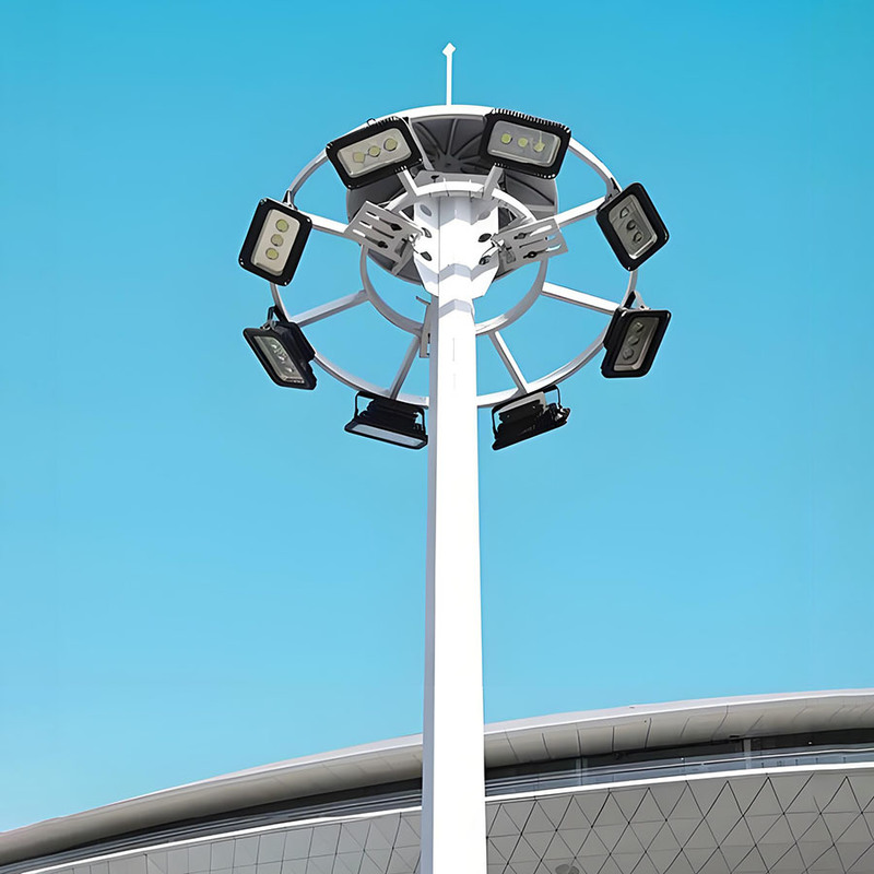 Poste de luz alto ajustable de 15m a 50m, poste alto para estadio, poste de iluminación de mástil alto galvanizado de gran venta