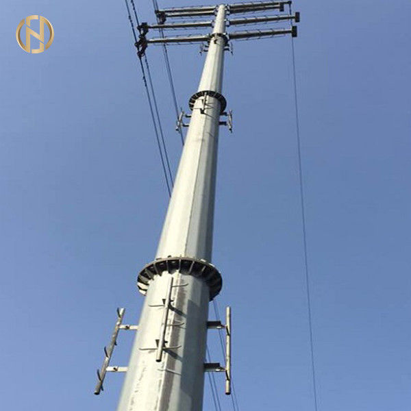 12 lados galvanizaron la soldadura el 110FT bien acabada de poste de poder de Eelectric los 35m