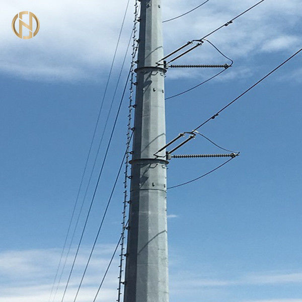 69KV metal de acero poste para uso general ASTM una inmersión caliente 123 que galvaniza alta durabilidad