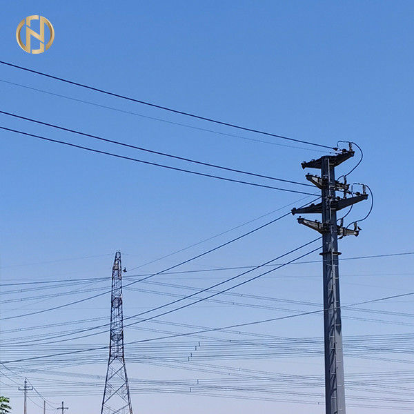 El color gris galvanizó a poste de acero octagonal 69KV NEA los 50FT los 55FT los 60FT los 65FT los 70FT