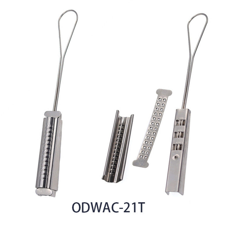 La suspensión del cable de la serie FTTH de ODWAC afianza la tensión inoxidable del alambre con abrazadera de acero