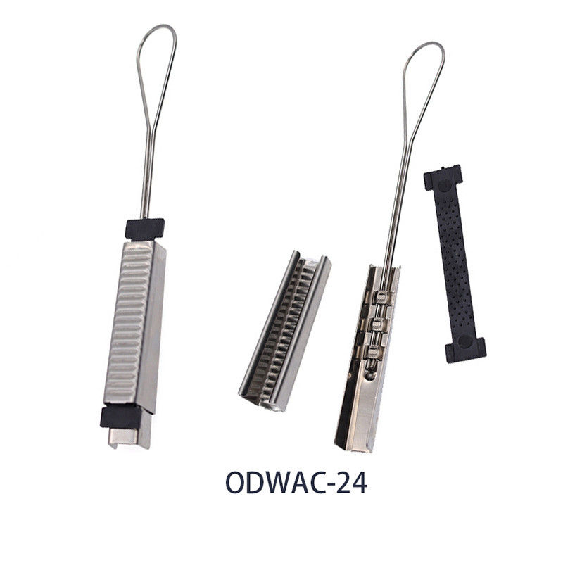 La suspensión del cable de la serie FTTH de ODWAC afianza la tensión inoxidable del alambre con abrazadera de acero