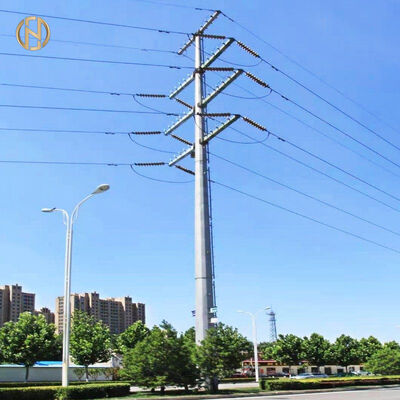 Conjunto de superposición cónica Q355 Polo de utilidad de acero galvanizado, 15-20M Polo octogonal de distribución de energía para 10-35kV, fabricante de fuente verificada